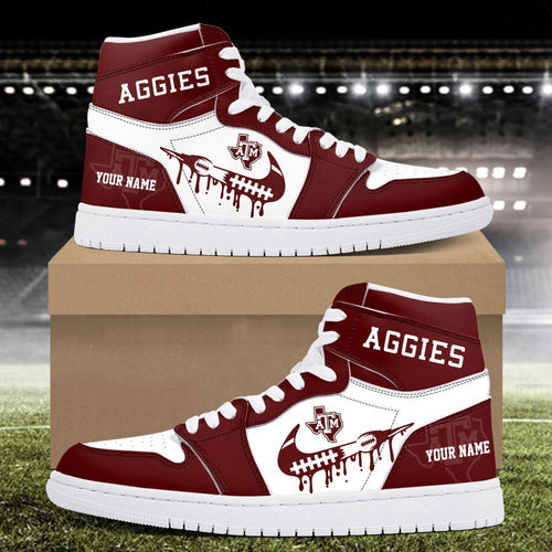 Footwearstorm Texas A&M Aggies AJ1 High Sneakers Shoes For Men And Women 3009269
