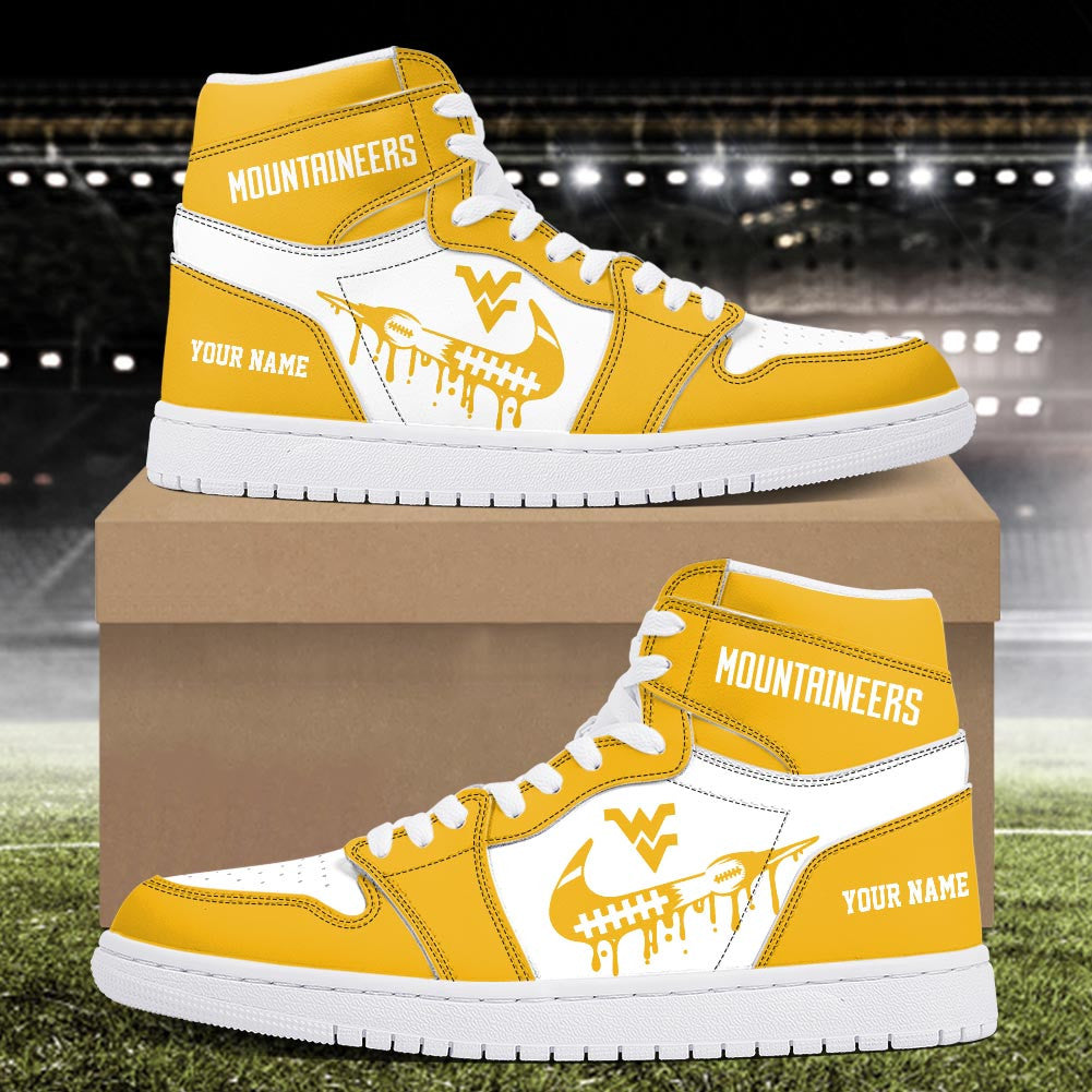 Footwearstorm West Virginia Mountaineers AJ1 High Sneakers Shoes For Men And Women 3009234