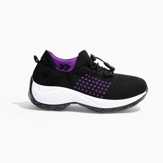 Non-Slip Healthcare Worker Stretch Cushion Orthotic Shoes - Black Purple