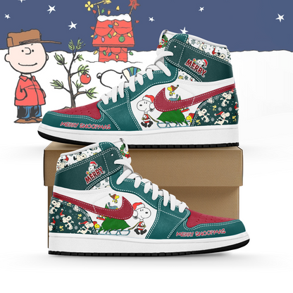 Footwearstorm Snoopy x Christmas AJ1 High Sneakers Shoes For Men And Women 1