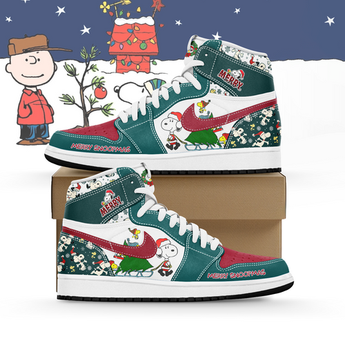 Footwearstorm Snoopy x Christmas AJ1 High Sneakers Shoes For Men And Women 1
