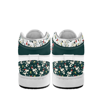 Footwearstorm Snoopy x Christmas AJ1 High Sneakers Shoes For Men And Women 1