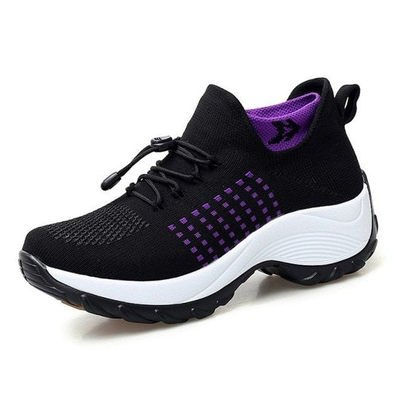 Stretch Cushion Orthotic Shoes - Black Purple