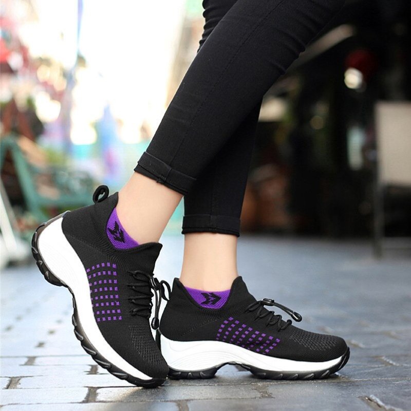 Stretch Cushion Orthotic Shoes - Black Purple