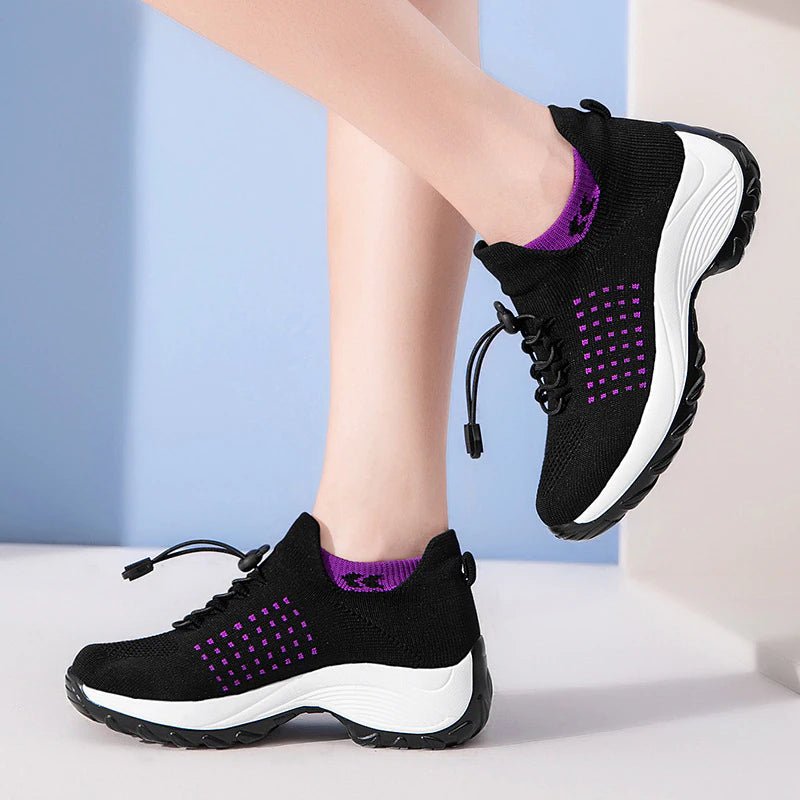 Stretch Cushion Orthotic Shoes - Black Purple