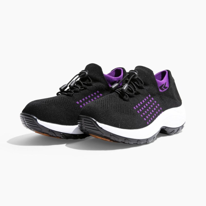 Stretch Cushion Orthotic Shoes - Black Purple