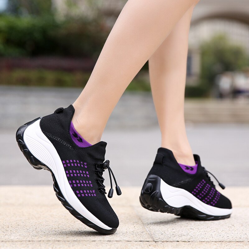 Stretch Cushion Orthotic Shoes - Black Purple