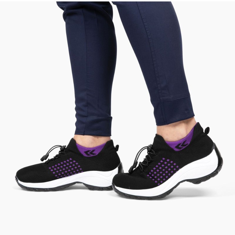 Stretch Cushion Orthotic Shoes - Black Purple