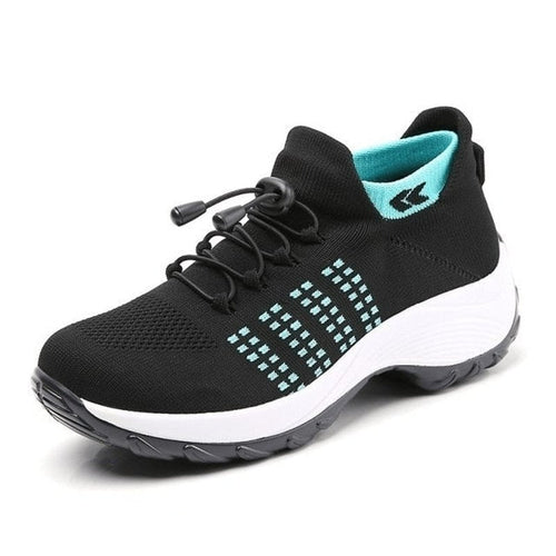 Stretch Cushion Orthotic Shoes - Black Sky Blue