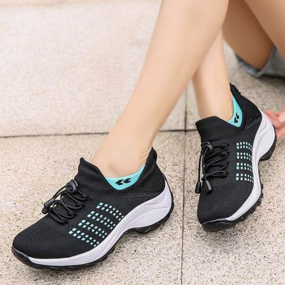 Stretch Cushion Orthotic Shoes - Black Sky Blue