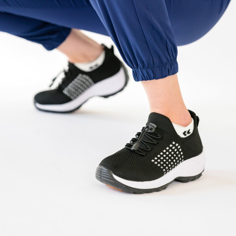 Stretch Cushion Orthotic Shoes - Black White