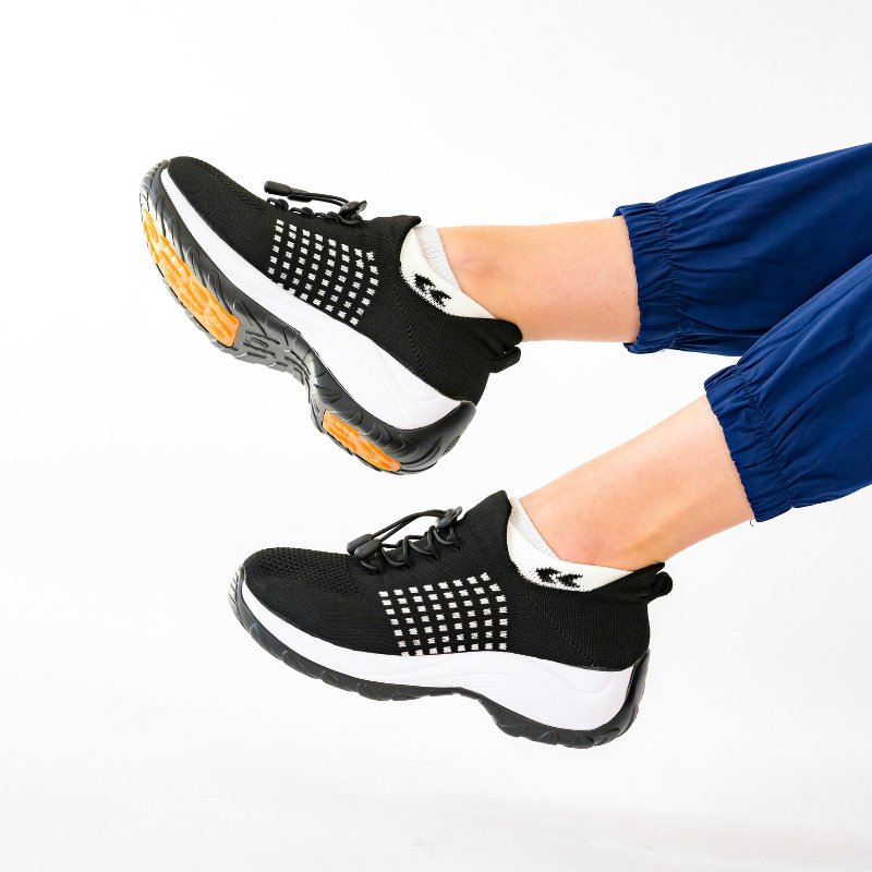 Stretch Cushion Orthotic Shoes - Black White