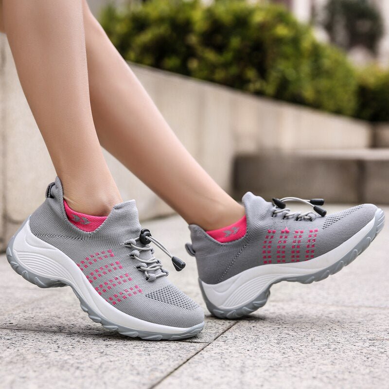 Stretch Cushion Orthotic Shoes - Gray Pink