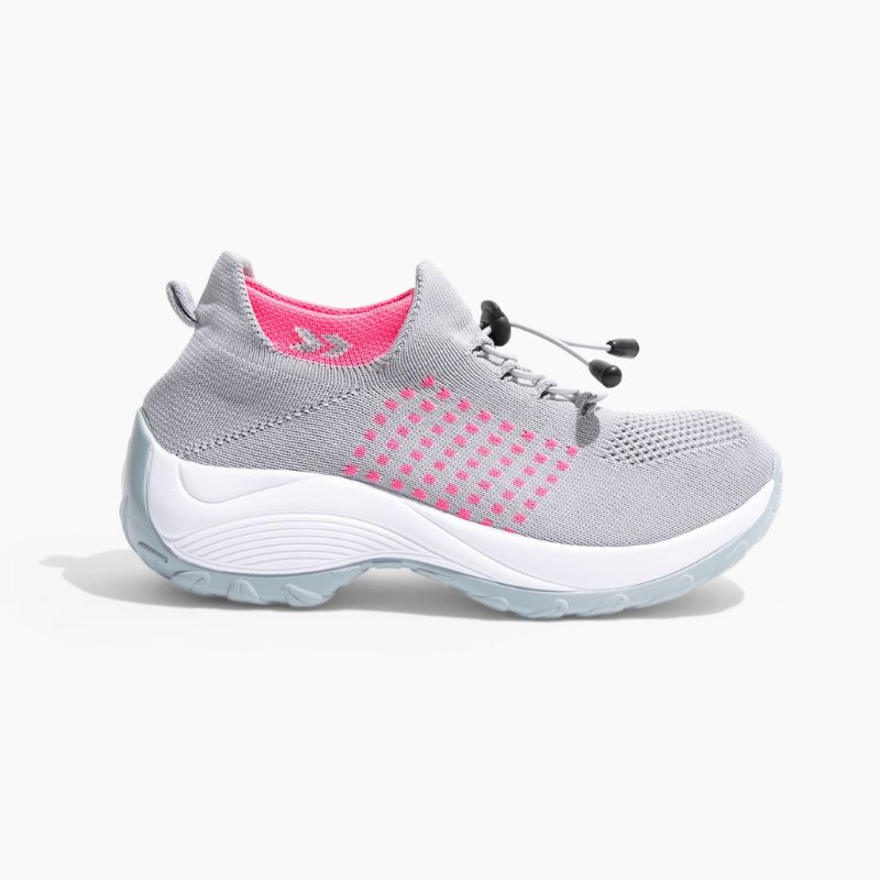 Stretch Cushion Orthotic Shoes - Gray Pink