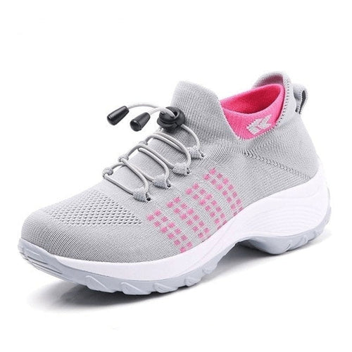 Stretch Cushion Orthotic Shoes - Gray Pink