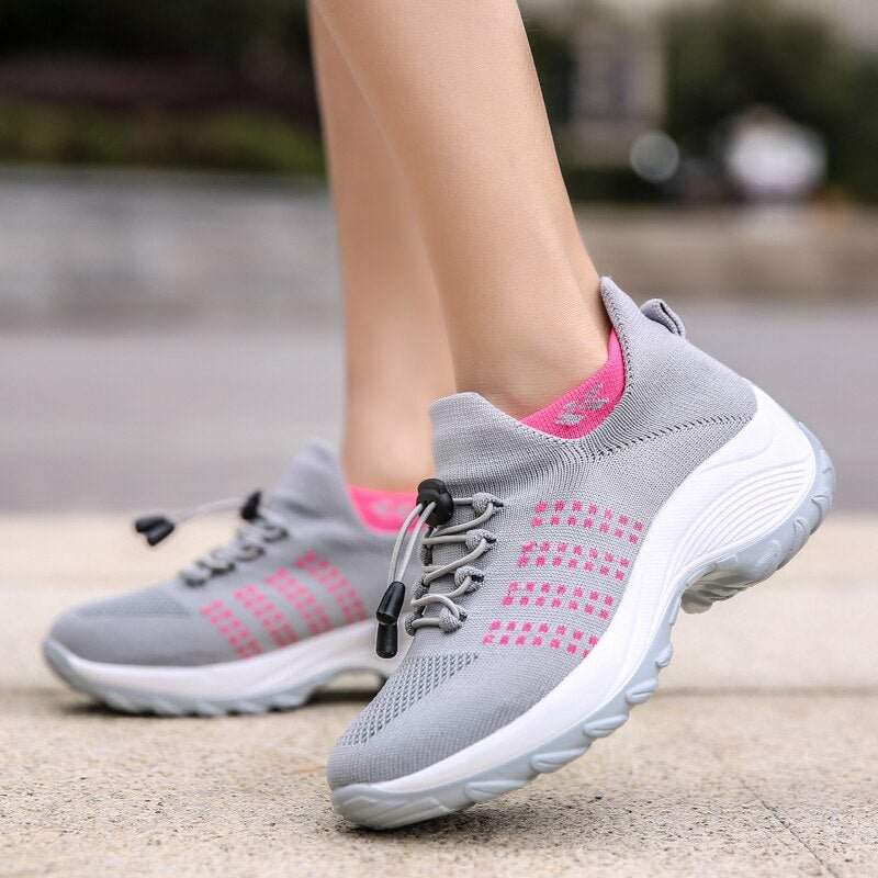 Stretch Cushion Orthotic Shoes - Gray Pink