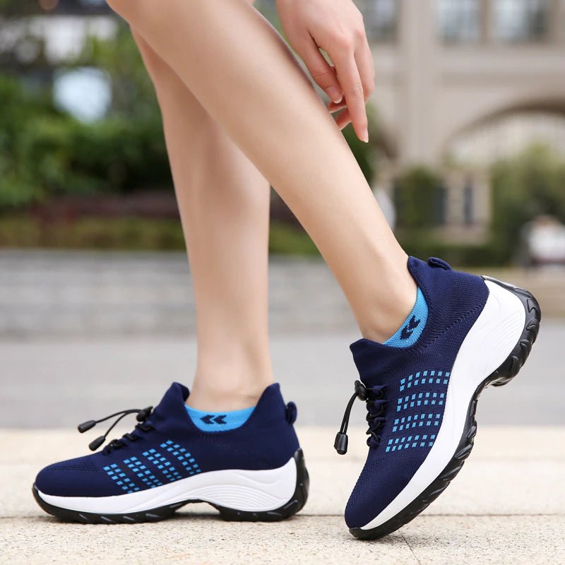 Stretch Cushion Orthotic Shoes - White Blue