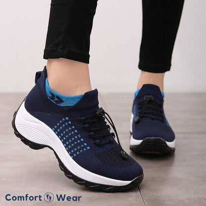 Stretch Cushion Orthotic Shoes - White Blue