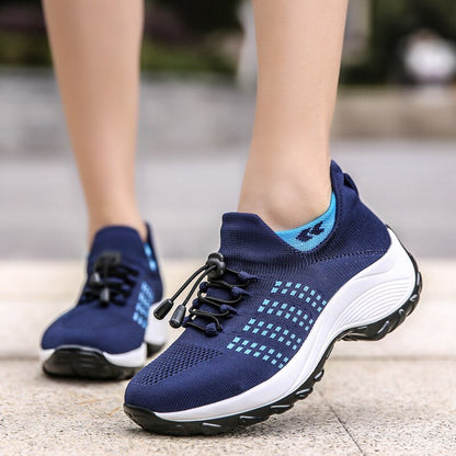 Stretch Cushion Orthotic Shoes - White Blue