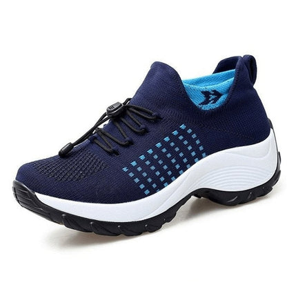 Stretch Cushion Orthotic Shoes - White Blue