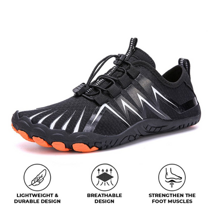 WildStride Pro: All-Terrain Grip Barefoot Hike Footwear - Black