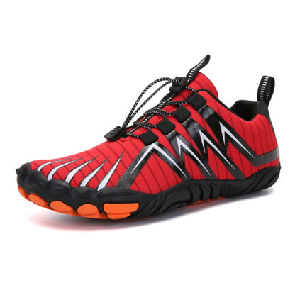 WildStride Pro: All-Terrain Grip Barefoot Hike Footwear - Red