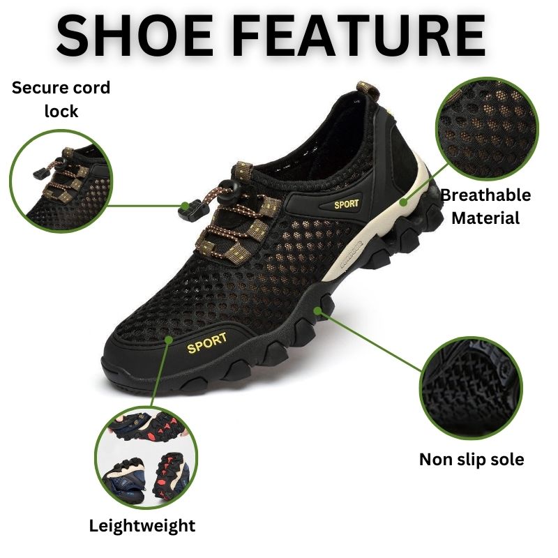 ZenStride Wide Toe Box Hiking Orthotic Shoes Healthy &amp; Non-Slip barefoot Orthotic Shoes - Black